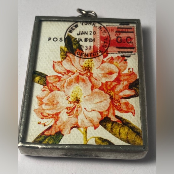 pendant Jewel Kade JK Flower Charm sparkle Tropical Back NY GC Station Stamp - Picture 5 of 9